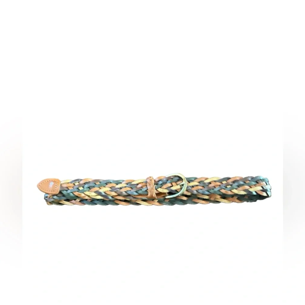 Vintage braided women’s leather belt multi color 35”